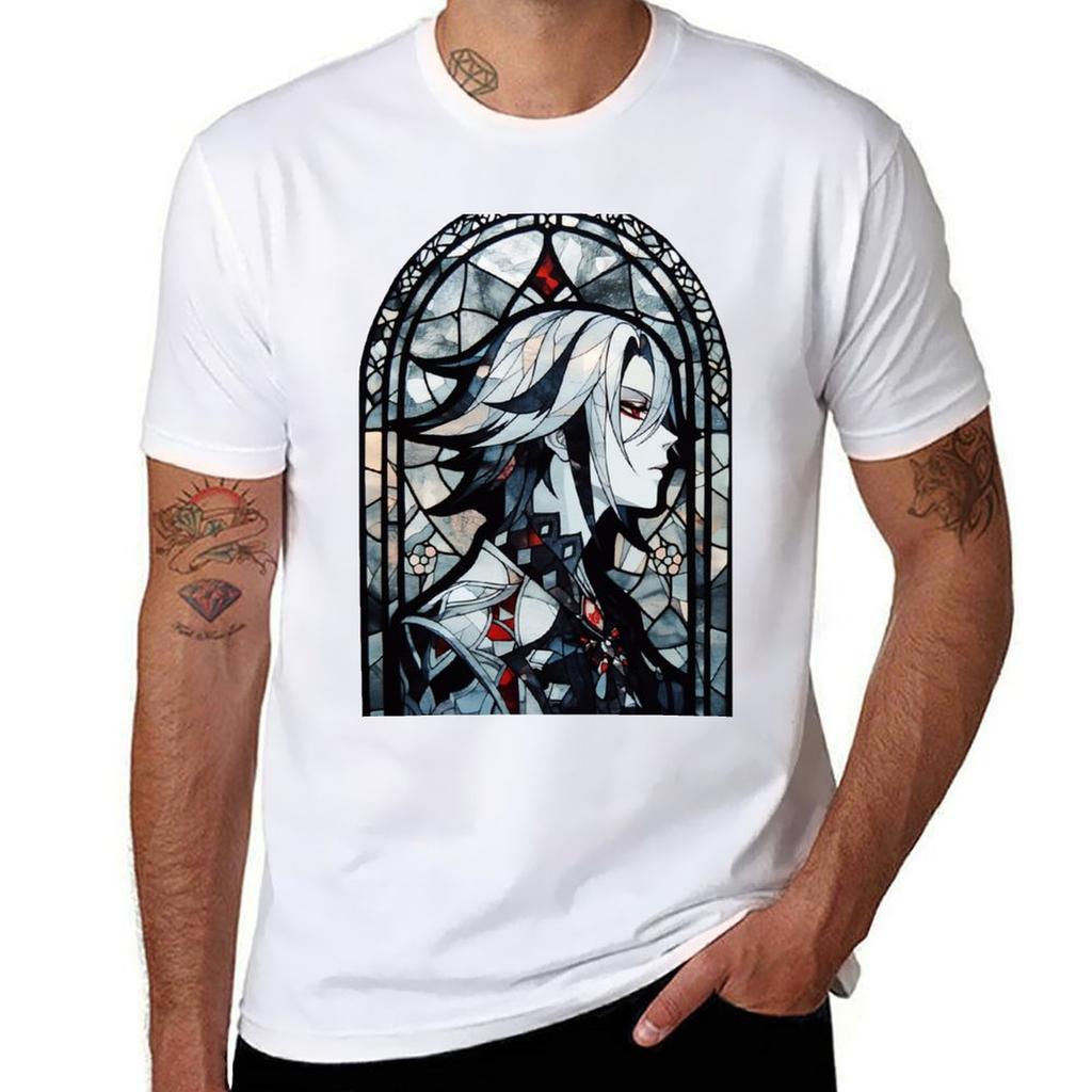 Stained Glass Arlecchino TShirt Soft Basic Cotton Short Sleeve Tee TShirt