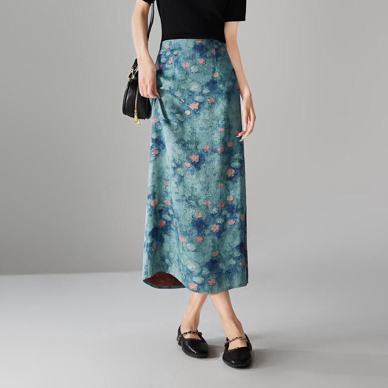 SOFSIL Women s New Chinese Style Printed Midi Skirt 27/M