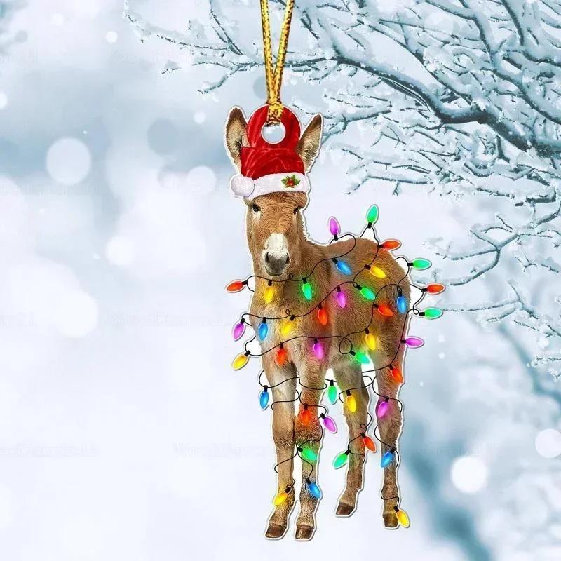 Nowe Dekoracje Świąteczne Akrylowa Zawieszka Kogut Jeleń Flaming Lew Zawieszka Dekoracje Festiwalowe Boże Narodzenie