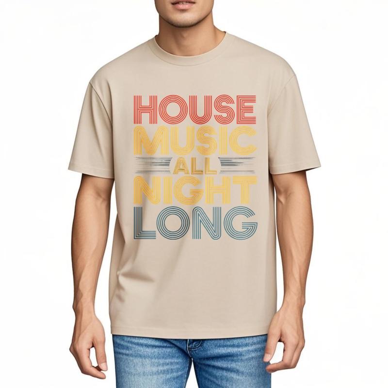 Mens tshirt Cotton Shirt Big Size Summer For Man T Shirt House Music All Night Short Sleeve Cotton Crew Neck Tees