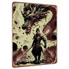 Chinese Style Dragon and Warrior Metal Iron Painting Vintage Oriental Home Decor Wall Art for Living Room Study