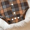 Infant Baby Boys Suit, Spring Autumn Long Sleeve Plaid Romper+Cartoon Dog Pattern Long Suspender Pants