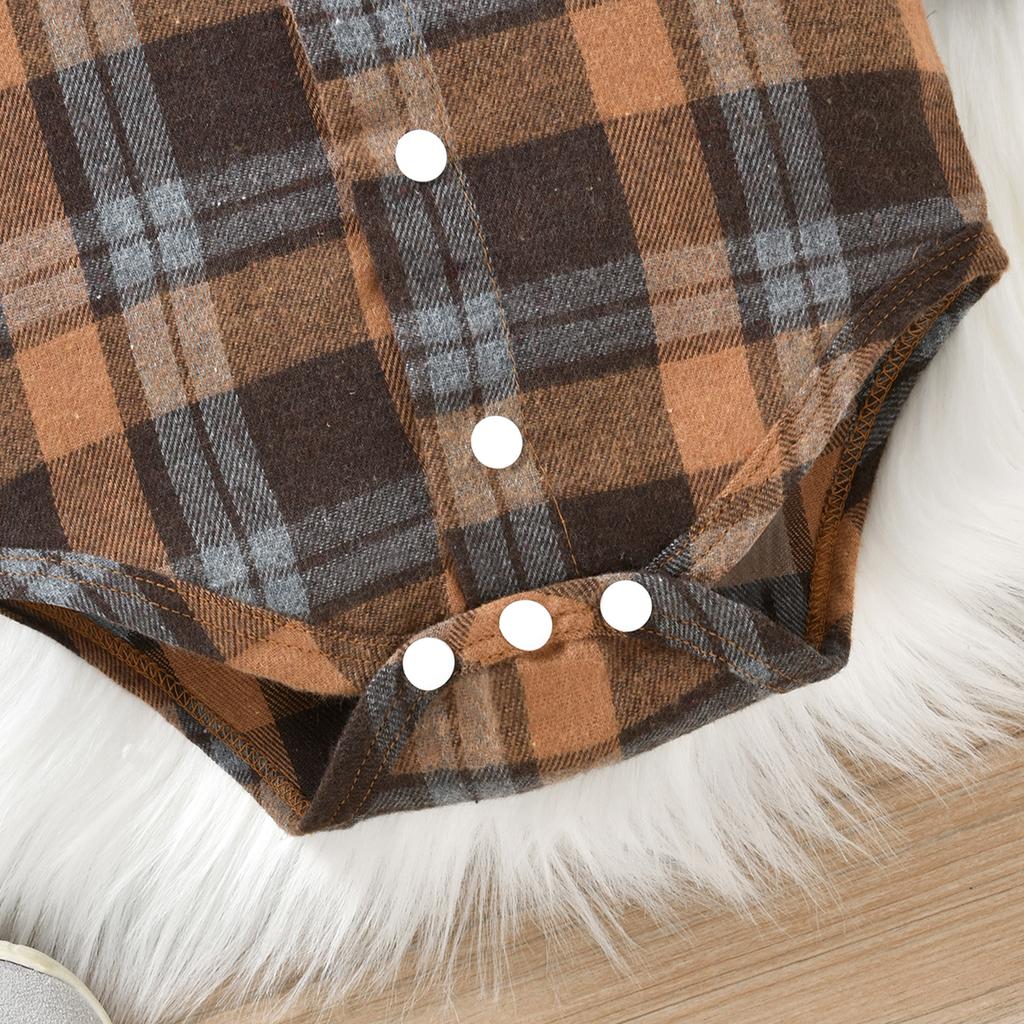 Infant Baby Boys Suit, Spring Autumn Long Sleeve Plaid Romper+Cartoon Dog Pattern Long Suspender Pants