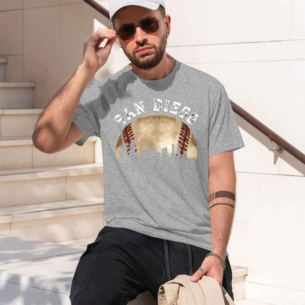 San go Skyline City Vintage Baseball Lover TShirt Summer ShortSved Breathable SweatWking Versatile Trendy TShirt 2026 New Mo
