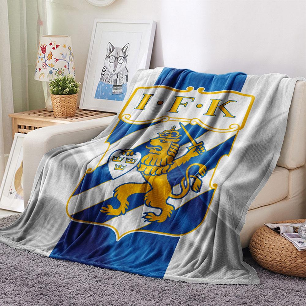 Coperta in Flanella Stampata IFK Goteborg, morbido plaid per camera da letto divano, lavabile, merchandising per tifosi di calcio, ottimo regalo.