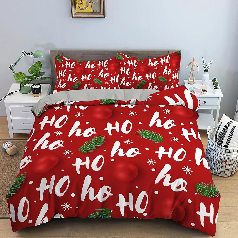 Frohe Weihnachten Bettwäsche-Set Weihnachtsmann-Druck Bettbezug Kissenbezug Weihnachten Bettdeko King-Size Weihnachtsgeschenk für Frauen Männer Kinder