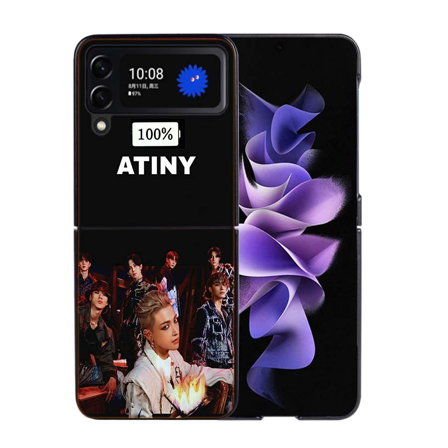 K-KPOP A-ATEEZ Coque Case For Samsung Galaxy Z Flip 7 6 Flip4 Flip5 Zflip3 Black Hard PC Phone Shell Protective Cover