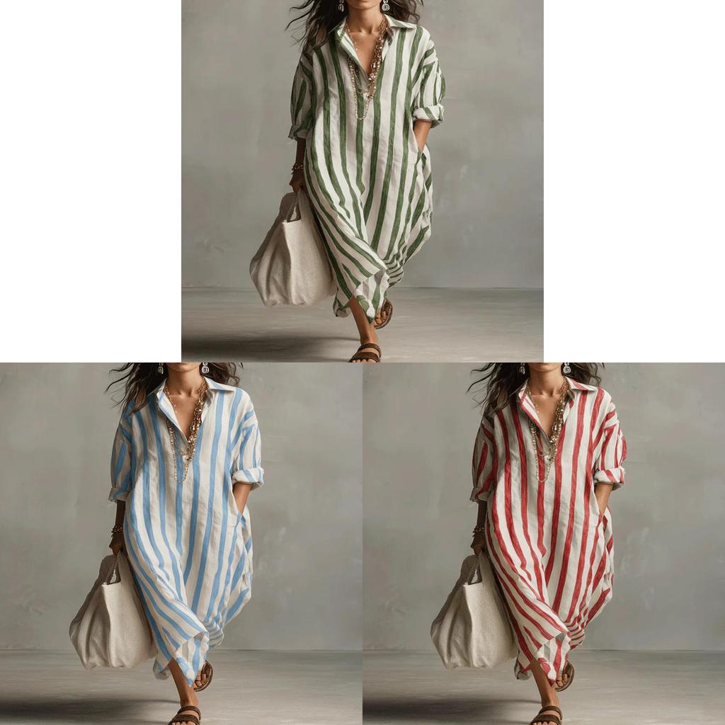 Stripe Shirt Dress With Pockets For Casual Summer Wear