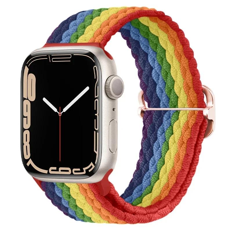 Braided Solo Loop For Apple Watch Ultra Band 40mm 44mm 41mm 38mm 49mm 45mm Elastic Nylon Bracelet iWatch Series 9 8 7 3 Se Strap
