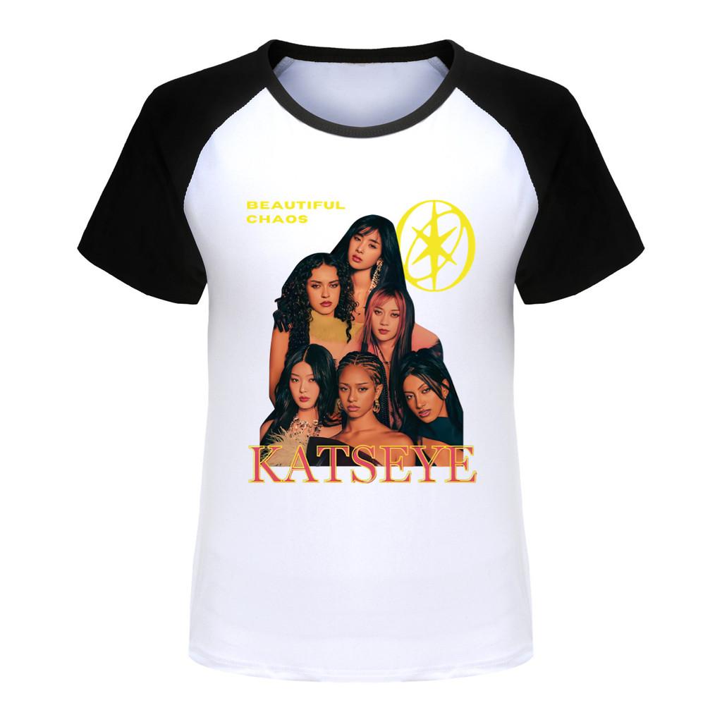 5346 Kids Girls KATSEYE Print Raglan Sleeves Cotton T-Shirt