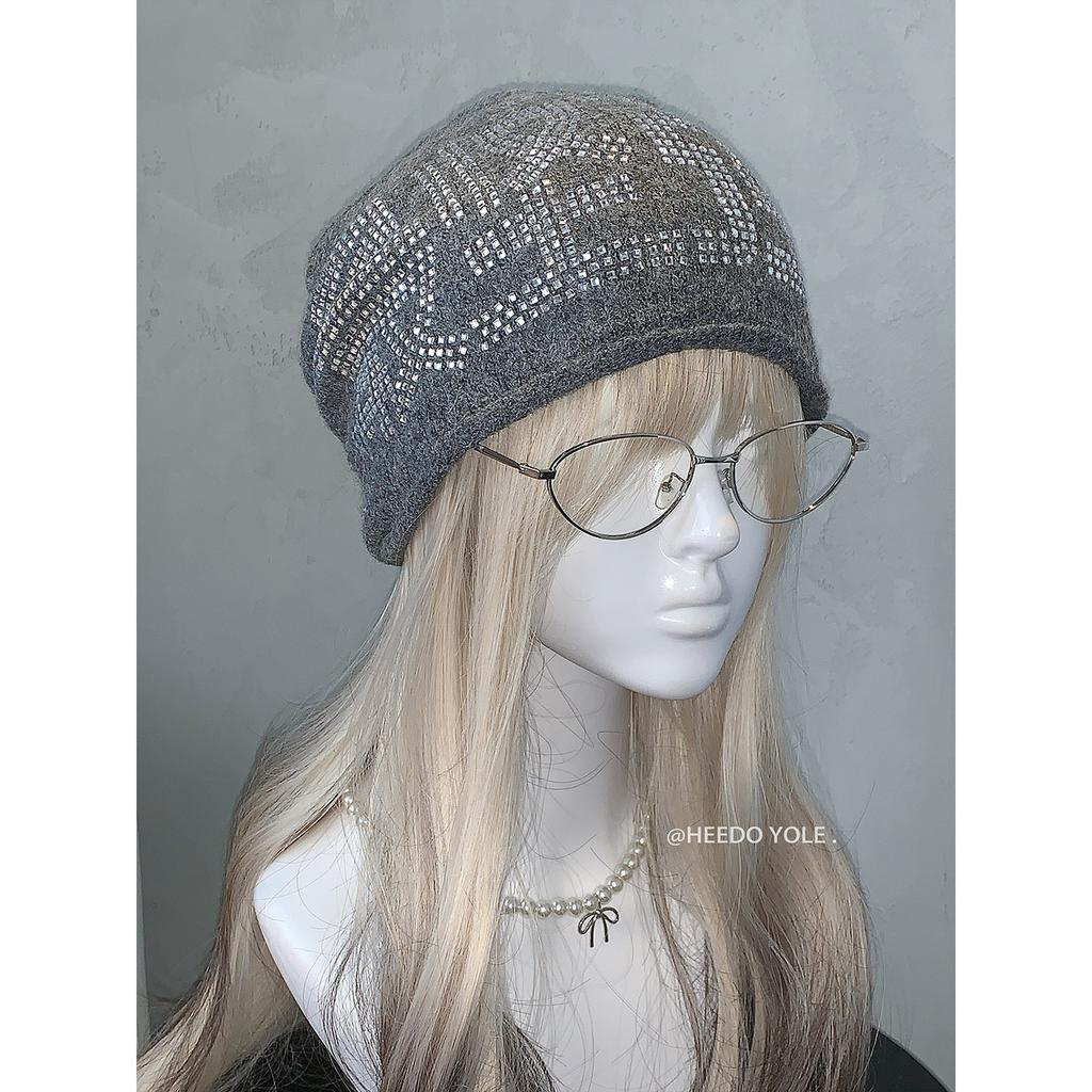 Anti-EMO fun emotional expression "the strongest" full drill fine flash black cold hat wool hat knitted hat