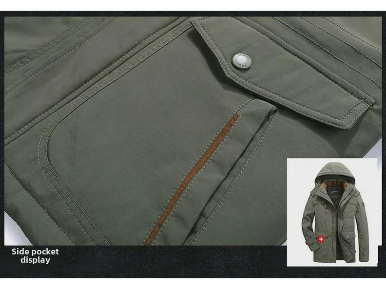 Men's Winter Multi-Pocket Cotton Coat - Thickened, Loose, Cold-Resistant, Casual Style 8186
