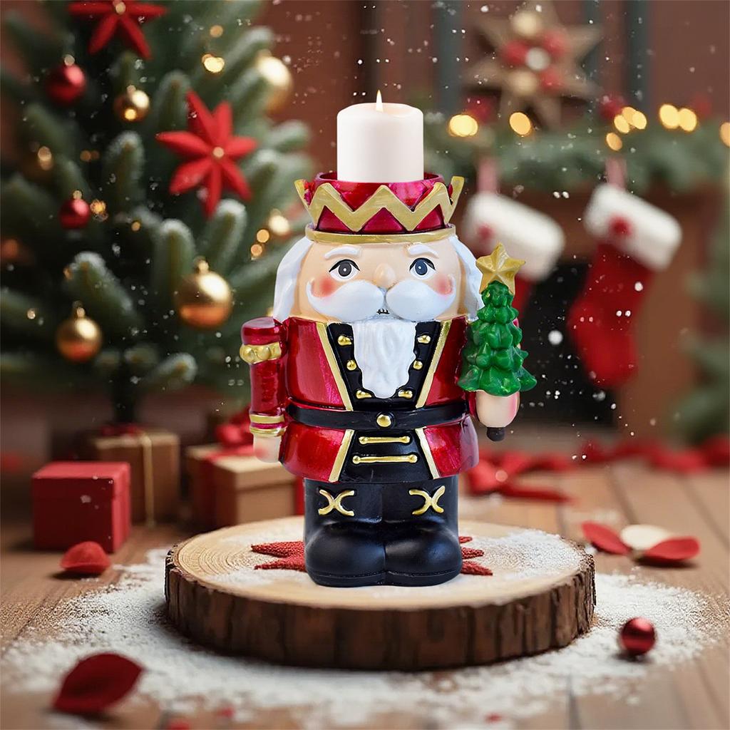 Nutcracker Soldier Statue Candlestick Ornaments Christmas Home Living Room Coffee Table Sculpture Decorations