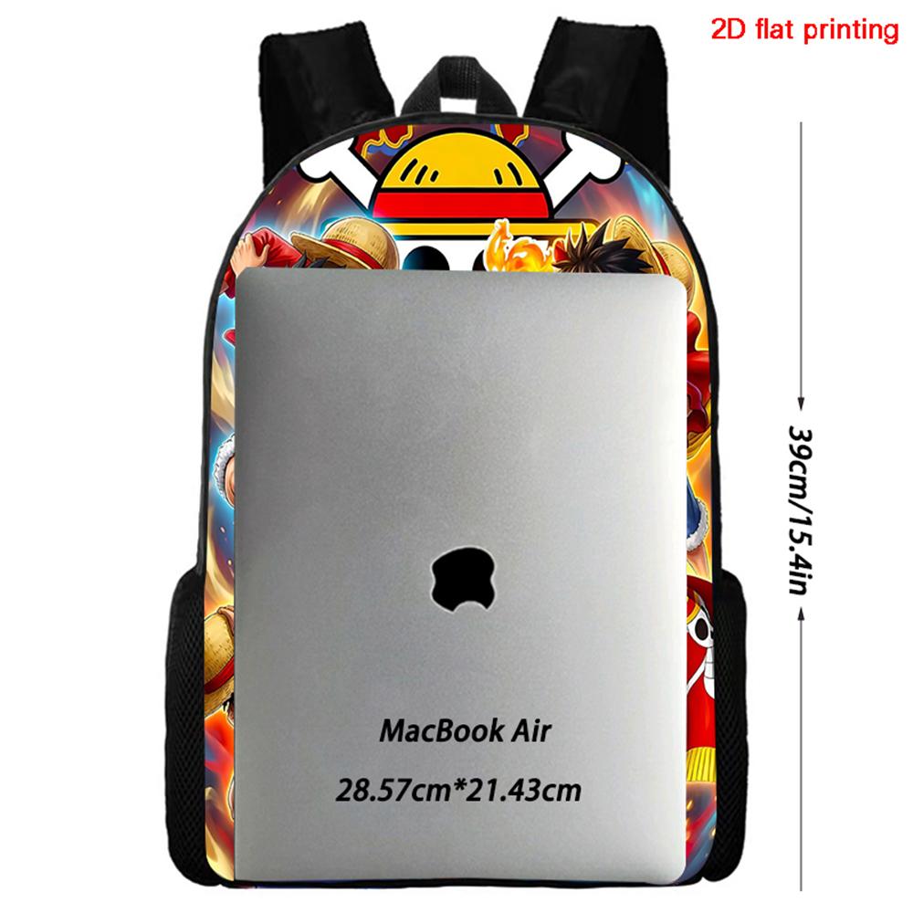 15 Inch Cartoon One Piece Mochila Backpack, Light Weight Unisex School Backpack for Boys Girls Age 6-10 Casual Travel Daypack