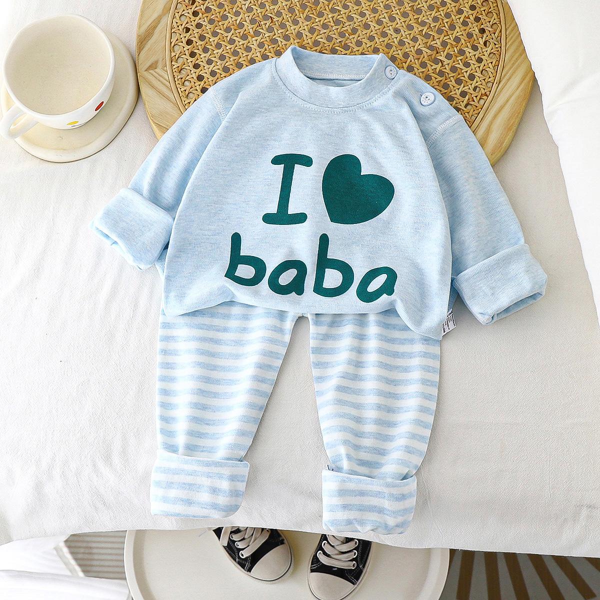 

Комплект детского нижнего белья Весна и Осень Новый стиль Мальчики Чистый хлопок Детская домашняя одежда Девочки Осенние брюки Пижама Детская одежда 100cm синий