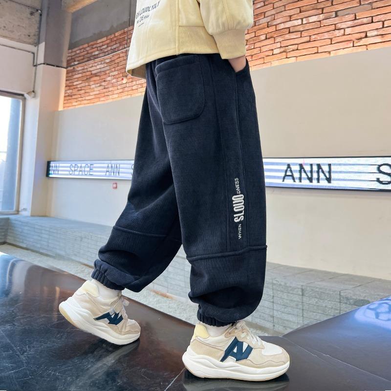 

Брюки для мальчиков 2025 весна осень новые повседневные вельветовые спортивные штаны для детей мальчиков спортивные брюки модные 130 темно-синий