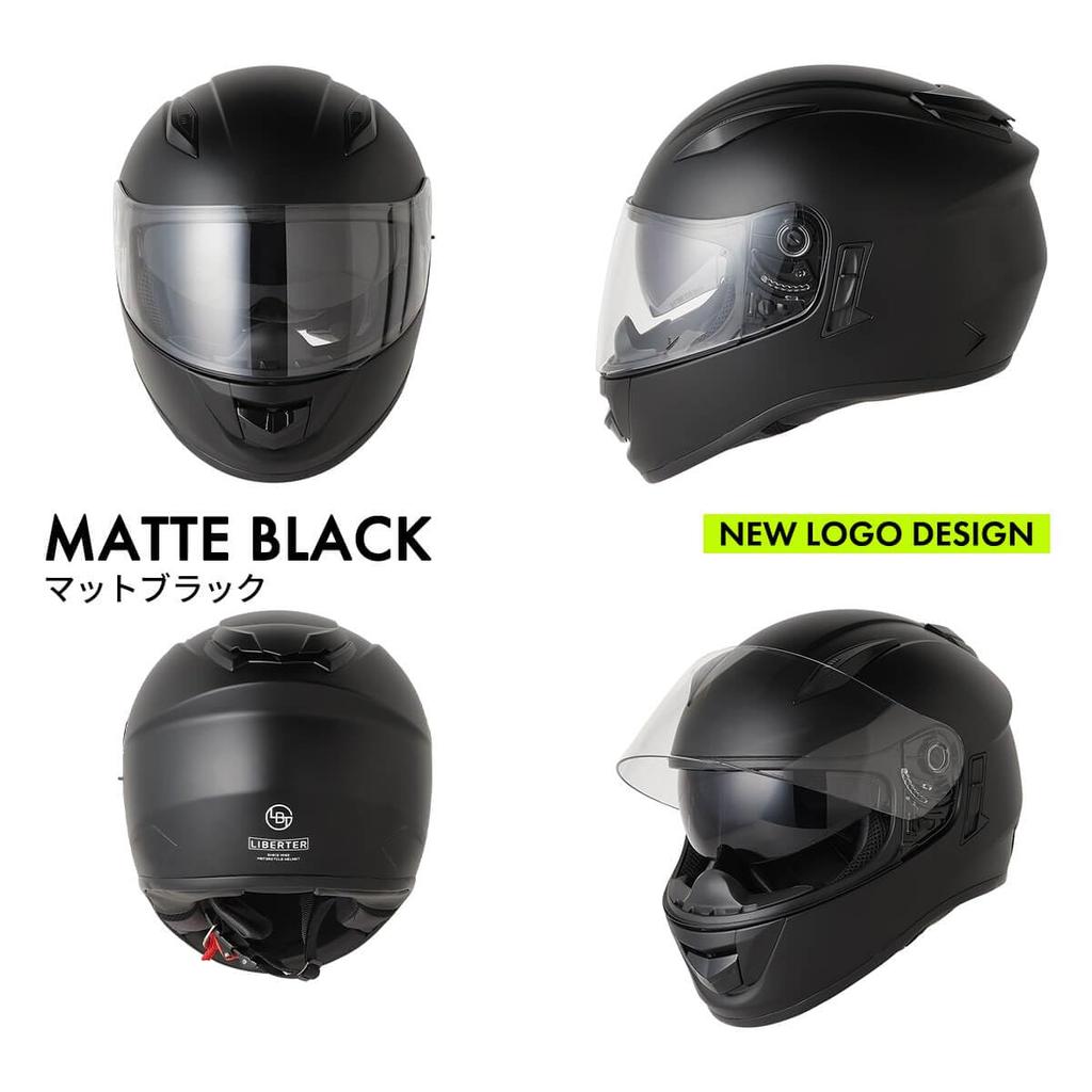 ISHINO SHOKAI LIBERTER 736 Full-Face Motorcycle Helmet, ISN21402, Free Size (Approx. 57-60cm), Matte Black
