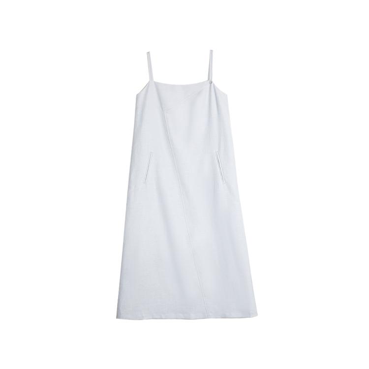 ELLE French Elegant Linen Fashionable Solid Color A-Line Long Dress Sleeveless Tank Dress Women Dresses EL51980