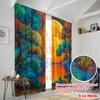 2pcs,2D Plane Printing Window Curtain Moonlit Canvas Polyester Woven (without Rod) Holiday for Bedroom, Living Room, Office