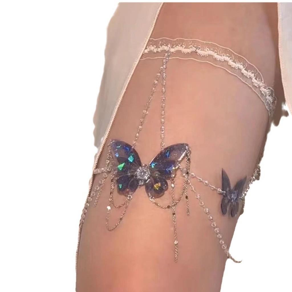 Sexy Gradient Tassel Butterfly Leg Chain Female Sweet Cool Hot Girl Creative Design Unique Dress Accessories Dancing Girl Fashion Accessories