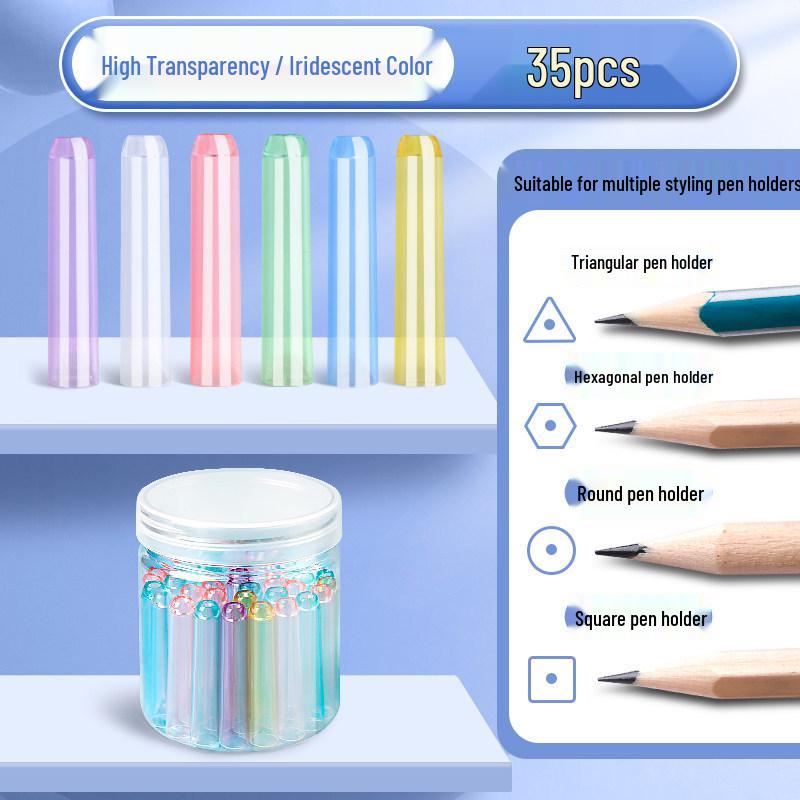 Transparent Pencil Cap for Kids - Grip Aid & Protective Cover