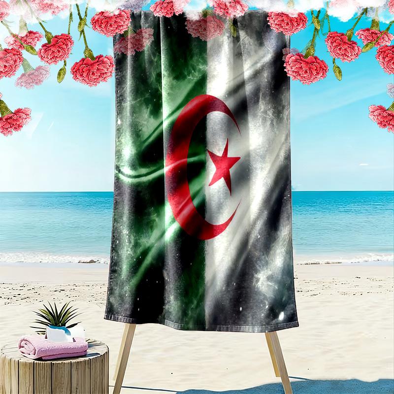Algeria National Football Team Print Beach Towel, Large Soft Quick Dry Towel for Beach Camping Swimming