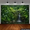 Vibrant Rainforest Waterfall Mural Photography Background