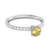 Lemon Quartz Round Soliatire Ring - 925 Sterling Silver