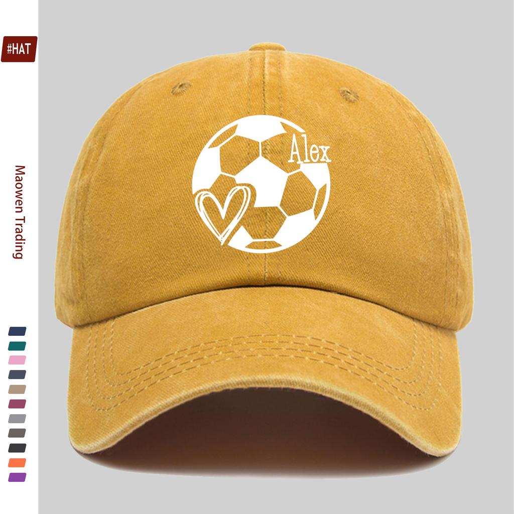 pc Soccer Lover Printed Baseball Cap Heart Soccer Print Trucker Sun Hat Comfortable and Lightweight Papa Hat Mom and Dad Bea