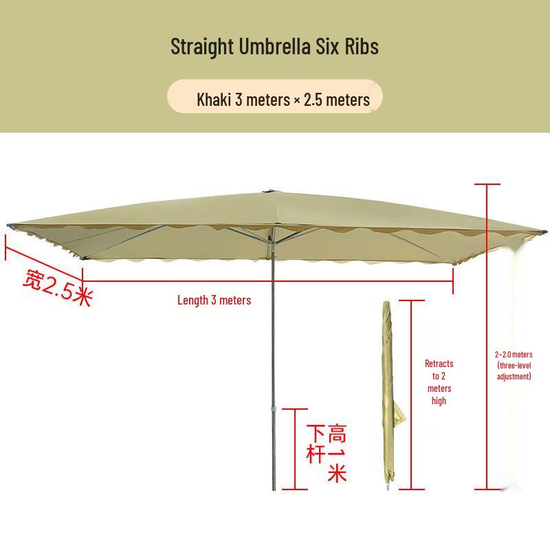 Large Rectangular Folding Patio Umbrella with Canopy Sun Protection
