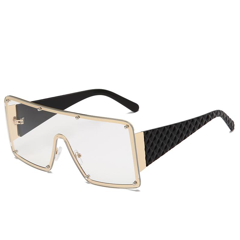 NWOGLSS 58287 Colorful Metal Square Oversized Fashion Conjoined Sunglasses