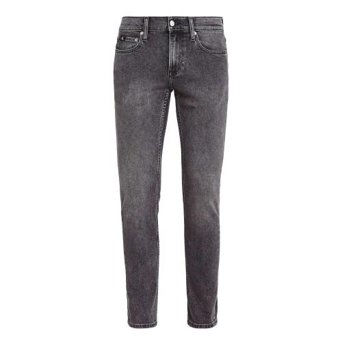 Calvin Klein Herren Leder Abzeichen Slim Jeans