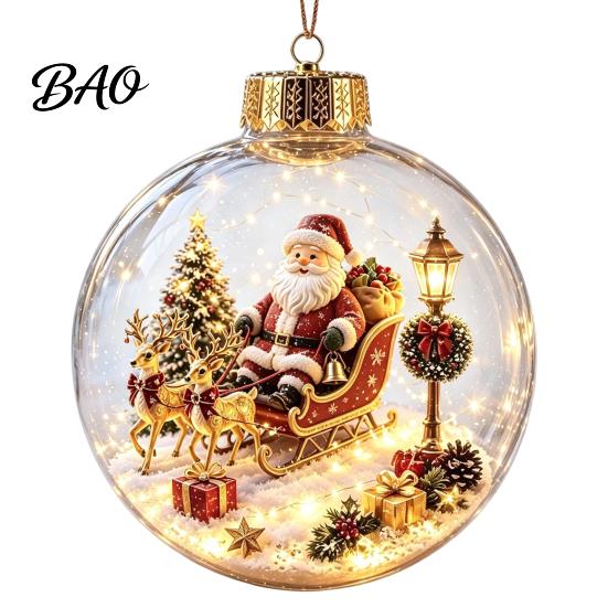 Personalisierte Weihnachtsgeschenkideen Beleuchtete Kugeln, 3D-Miniatur-Szene zum Aufhängen mit warmem LED-Licht, Einzigartige Souvenir-Geschenke, Klares Acryl