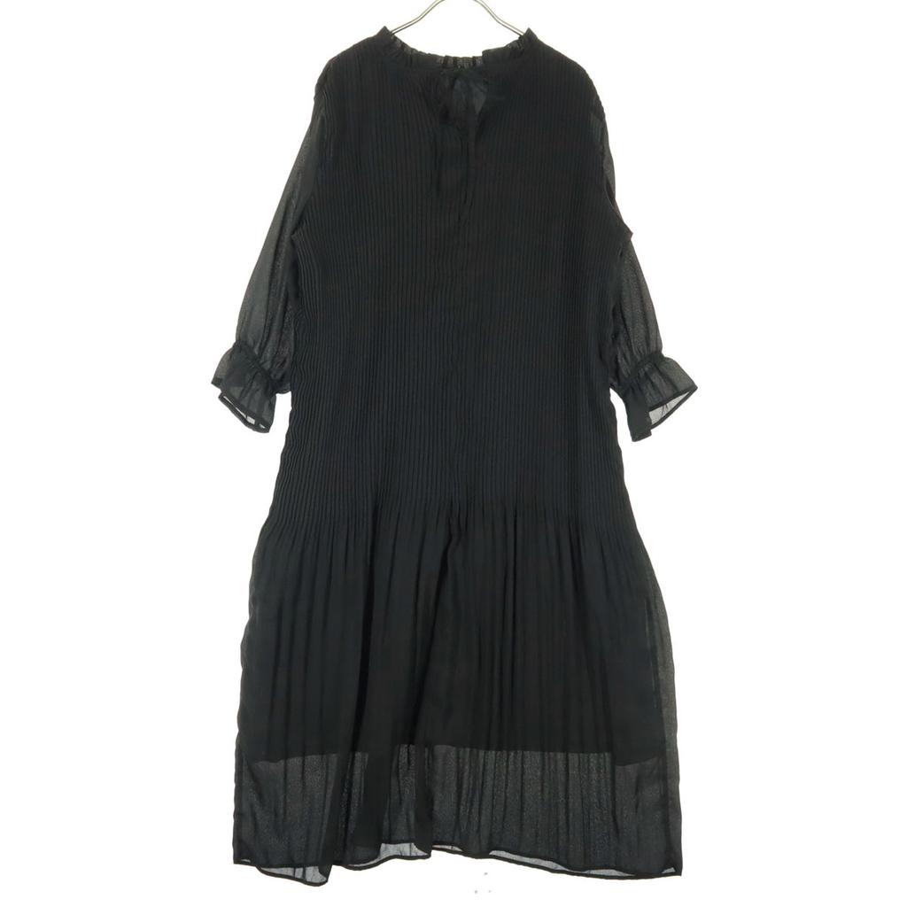 Schönheitsprodukte earth music&ecology Langarm Durchsichtige Ärmel Falten Langkleid Damen Gebraucht