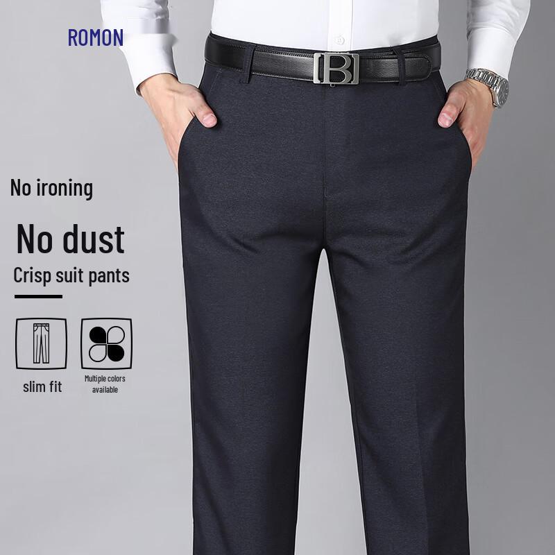 

Luomeng Men s Anti-Wrinkle Straight Leg Dress & Casual Pants 36