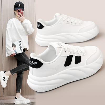 Hy5803 Sapatos Brancos Novos Femininos Primavera e Verão Sola Grossa Aumento Casual Sapatos Femininos Resistentes ao Desgaste Respiráveis Estudante Moda Coreana