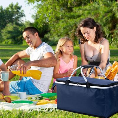 Izolowany składany koszyk piknikowy 30L Duża pojemność z wyściełanymi uchwytami Przenośna torba na podróże plenerowe/kemping/zakupy
