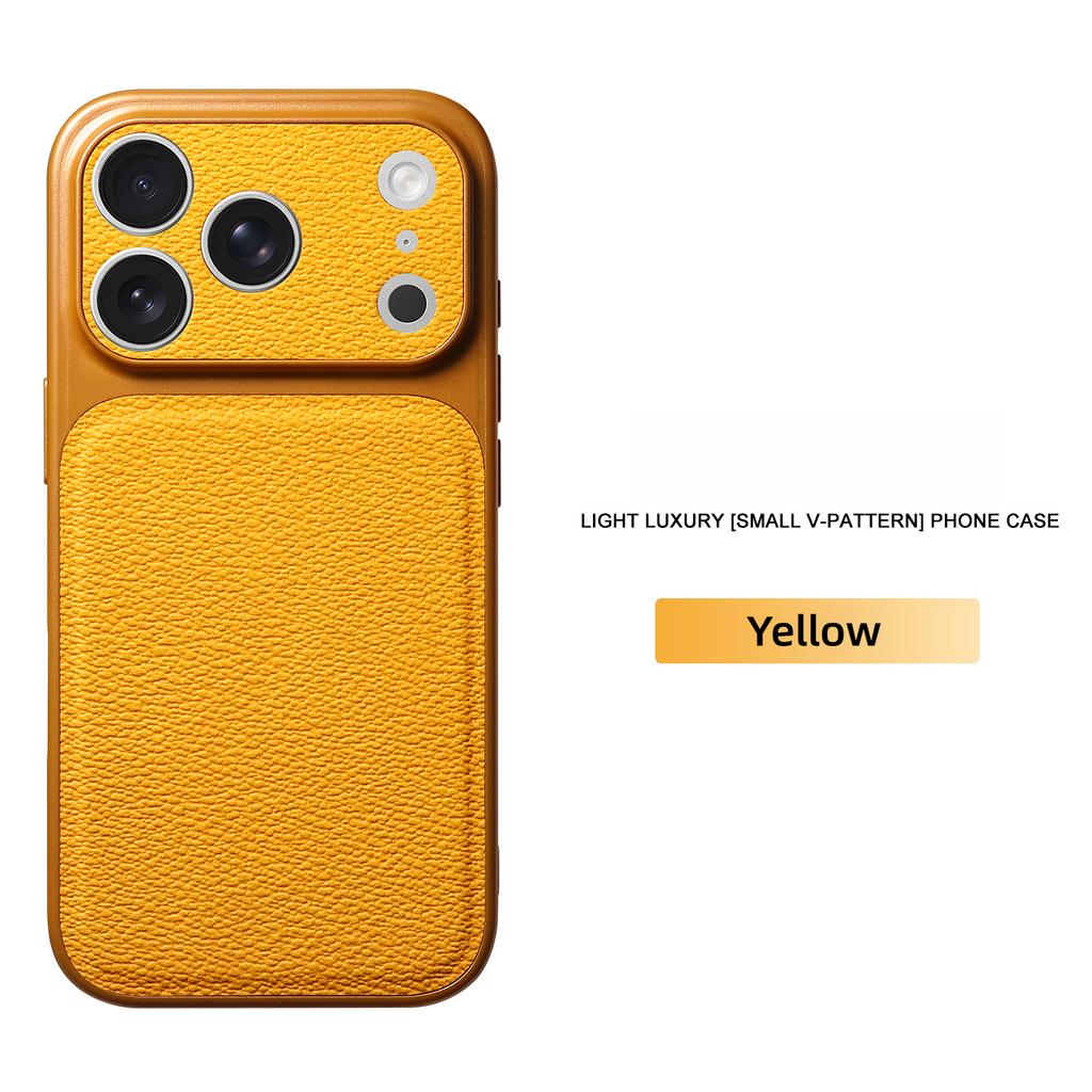 Solid Color Lychee Grain Leather Phone Case, Anti-Scratch & Shockproof Protective Cover for IPhone 17 Pro Max  16 15 14 13 Air