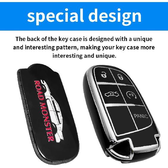 

for Dodge Challenger Dodge Charger Creative Logo Key Fob Cover Case Soft TPU Full Protection Key Fob Protector Shell (dodge charger, road monster)
