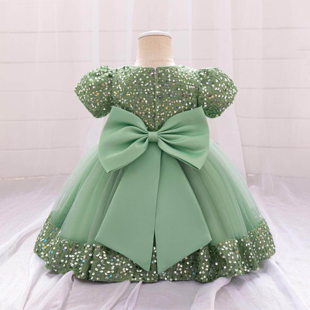 Kids Sequin Birthday Dress Summer Wedding Flower Girls Dress Toddler Baptism 1st Birthday Dress Baby Girl Clothes Princess Wedding Party Kids Costume