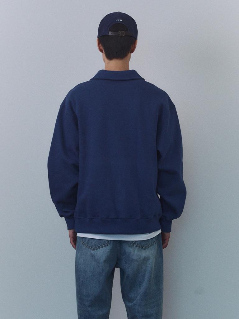 Gijunmaen Crest Half Zip-Up Pullover Dusty Blue