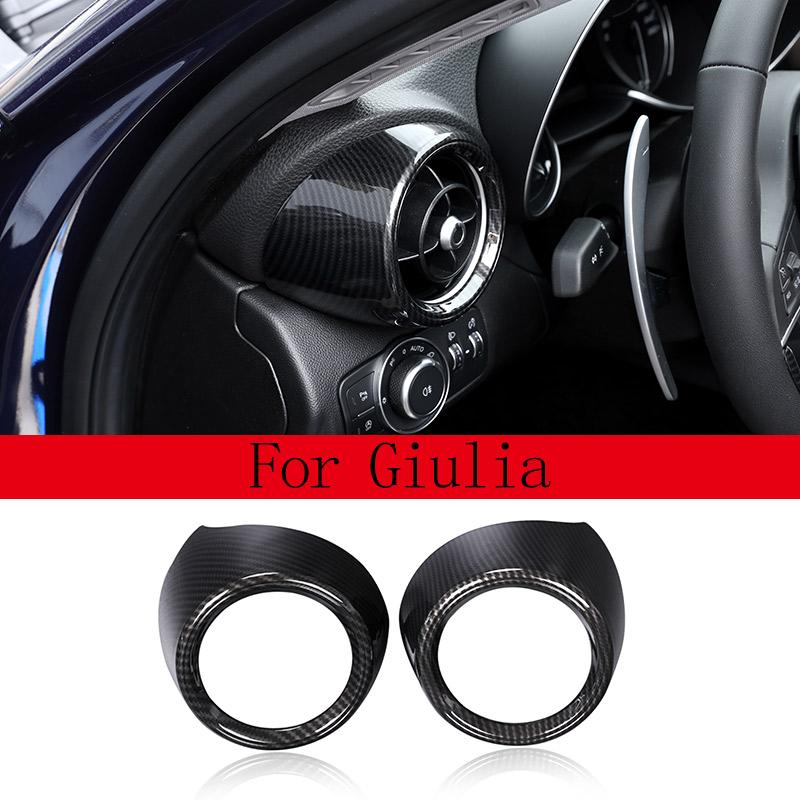 

ABS Carbon Fiber For Alfa Romeo Giulia Stelvio 2017-2020 Car Dashboard Side Air Vent Frame Decorative Cover Car Accessories