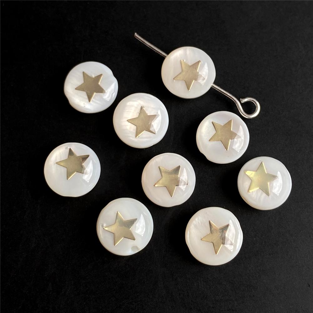Shell Bronzing Moon Star Hearts Bead Charm Round White Freshwater Pearl of Shell Bead for Jewelry Making Diy Necklace Accessory