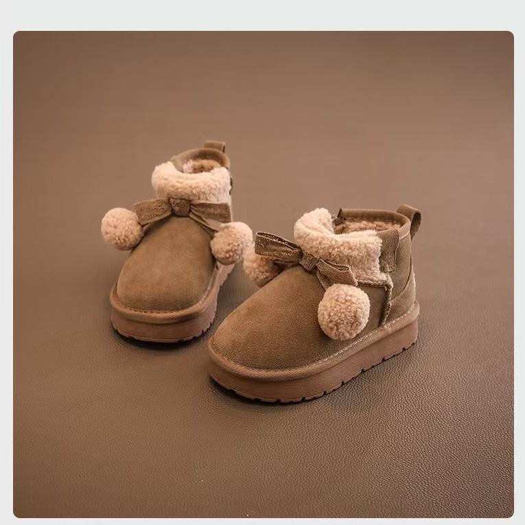 Girls snow boots winter 2025 new children's snow shoes bread shoes piled thickened cotton shoes warm short boots