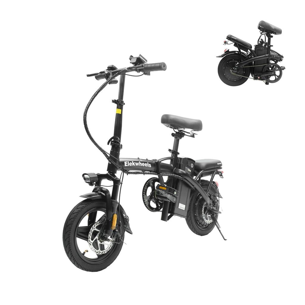 ElekWheels F3 Foldable City Electric Bike - 250W Lightweight Electric Bike with 60km Range, IPX5 Waterproof and Dual Disc Brakes