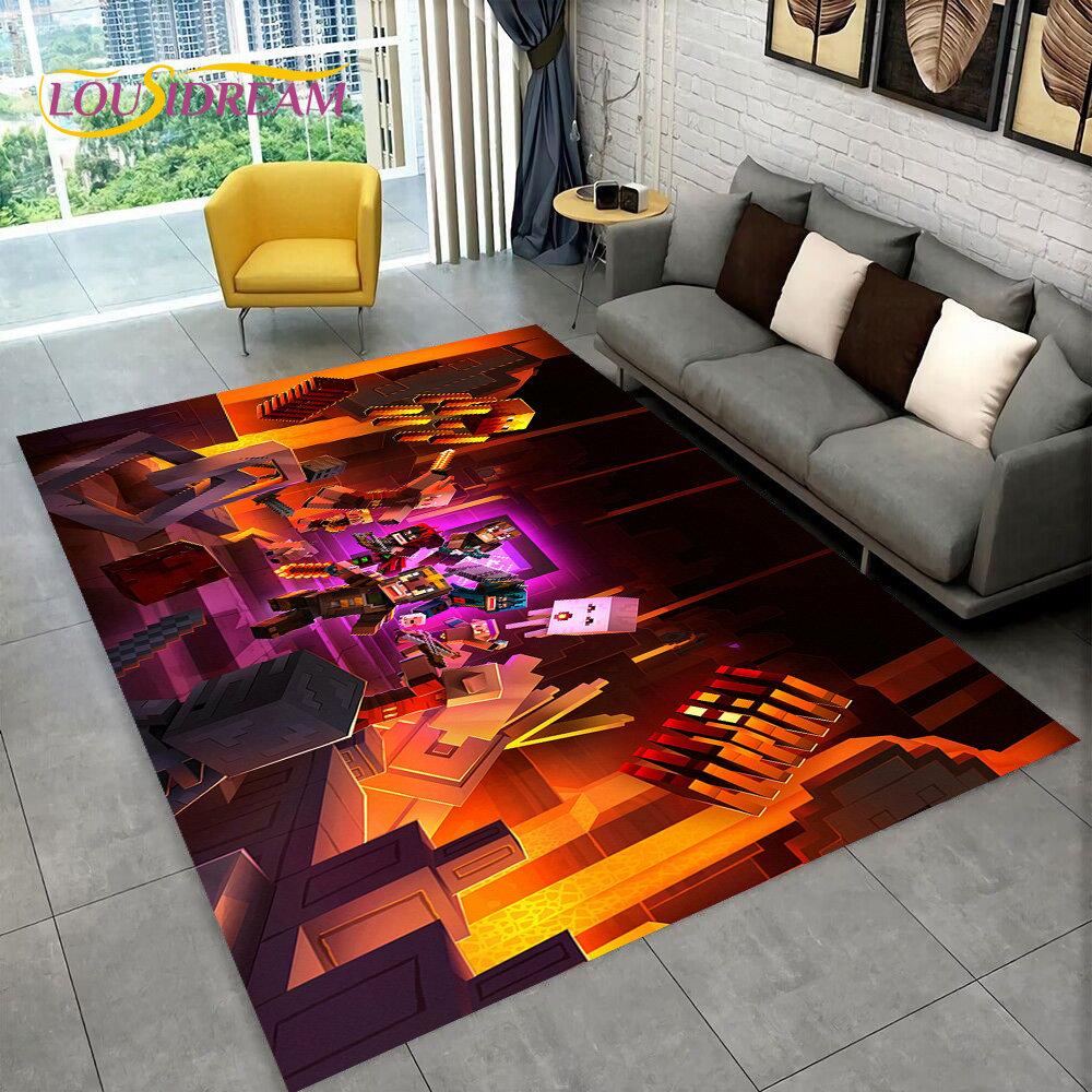 3D MC Sandbox Games Gamer Cartoon Area Rug,Carpet Rug for Living Room Bedroom Sofa Doormat Decoration,kids Non-slip Floor Mat