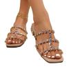 Fashion Women Mid Heels Slippers Crystal Sandals Open Toe Shoes Fad Flip Flops 2025 Trend Summer Dress Party Slides Elegant Mujer Pumps