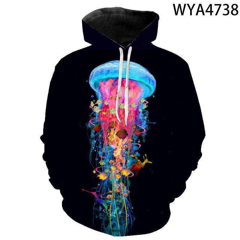 

Мужские, женские, детские толстовки с медузами, толстовки с 3D принтом, уличная одежда, крутой детский пуловер для мальчиков и девочек, модная куртка с длинными рукавами 6XL