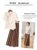 Chinese Style Summer Set: Short-Sleeved Blouse & Wide-Leg Pants for Middle-Aged Women