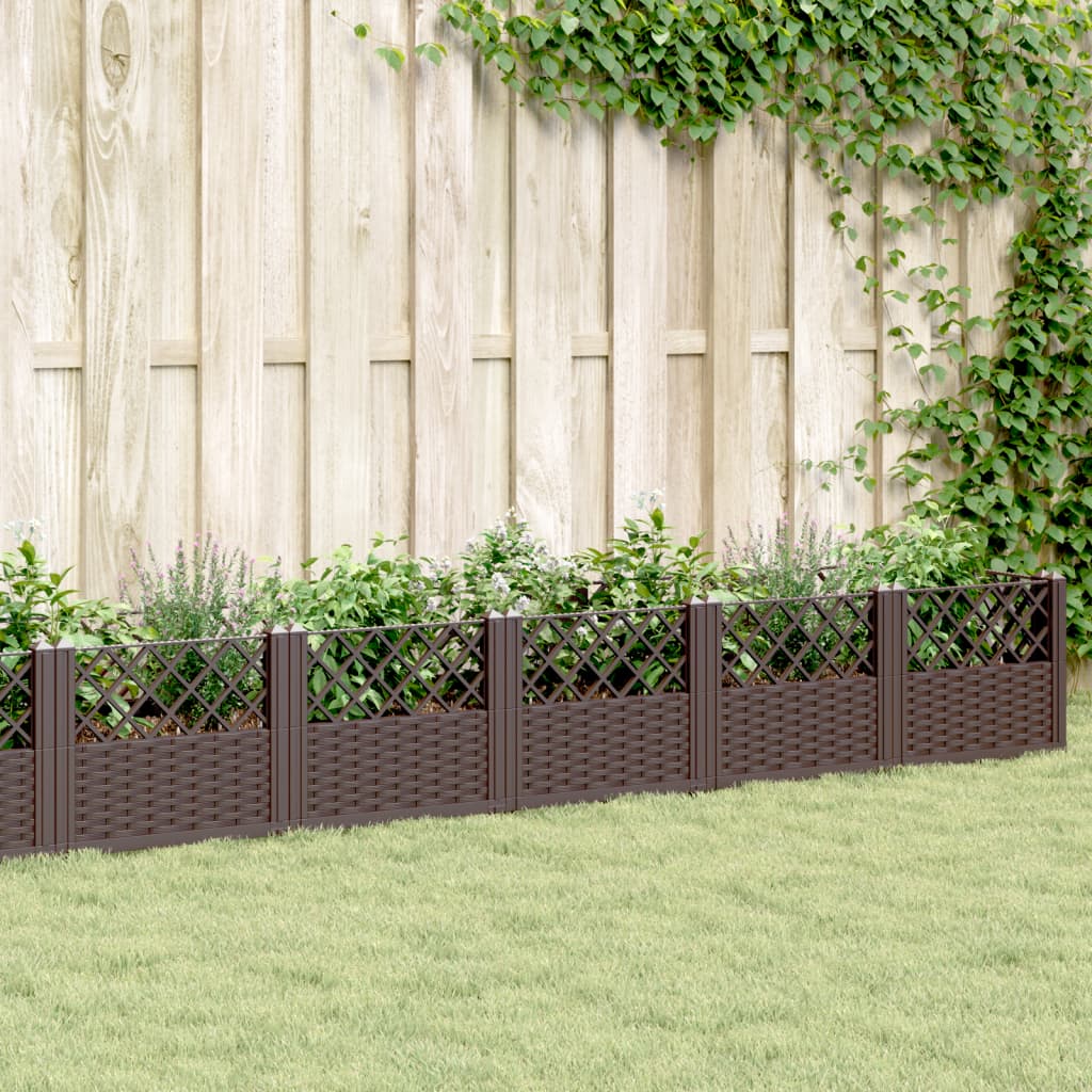 Plant Box with Ground Spikes Brown 363.5 X 43.5 X 43.5 Cm PP